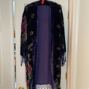 Purple velvet multi colored evening duster.